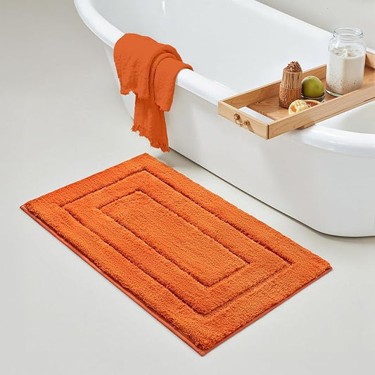 GRANNY SAYS Bathroom Rugs Non Slip, 20" x 32", Bath Rugs for Bathroom Washable, Bath Mats for Floor, Microfiber Bath Mat for Tub, Absorbent Bath Rugs for Bath, Orange