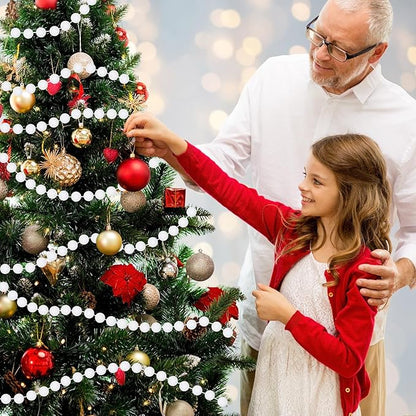 MARFOREVER 4 Pack 26.3 Ft Winter White Pom Pom Garland Ornaments, 30 Balls Christmas Felt Garland Hanging Supplies for Winter Wonderland Christmas School Classroom Fireplace Wall Home Party Decoration