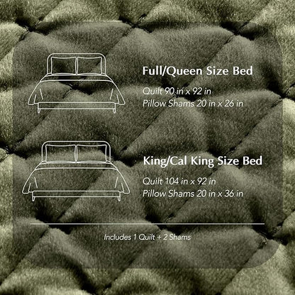 EverGrace Luxury Velvet Quilt Set Queen Size 3 Piece, Soft Cross-Stitch Velvet Comforter Set with Pillow Shams, Lightweight Coverlet Bedspread Bedding Set for All Seasons, Moss Green