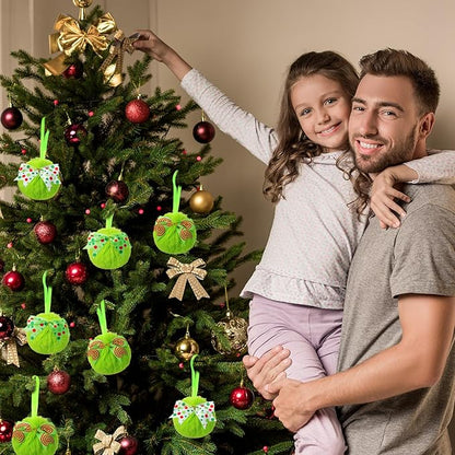 Liliful 18 Pcs Lime Green Furry Christmas Ball Ornaments3.15 Inch Bow Xmas Furry Ornaments Hanging Christmas Pom Pom Ball Decorations for Home Xmas Tree Party Supplies Wall Decor(Style 4,Multicolor)