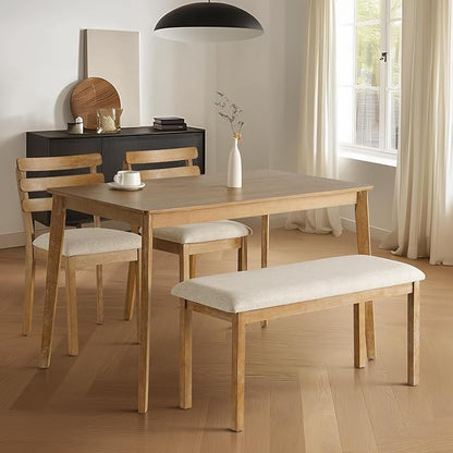 Farmhouse Dining Table Small, Mid Century Modern 47" Dining Table for 4-6 Person, Wooden Legs, Leisure Table for Kitchen Dining Room