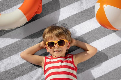Utopia Towels 4 Pack Cabana Stripe Beach Towel Oversized 100% Ring Spun Cotton Beth Towels, Highly Absorbent, Grey