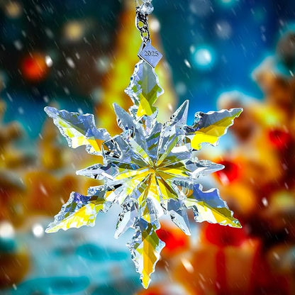 2025 Edition Crystal Snowflake Ornament Christmas Tree Ornament Home Decor Gift (2025-Multicolor)