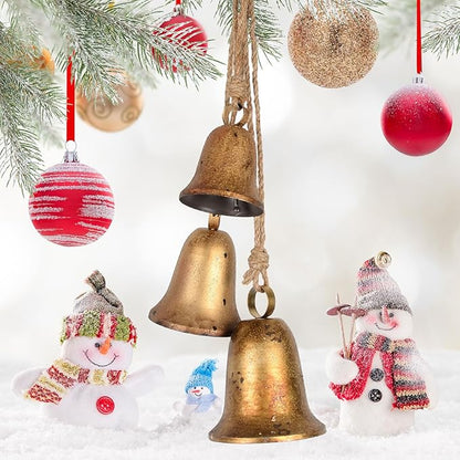 Styleonme Decorative Bells, Classic Bell-Shaped Bell, Vintage Handmade and Rustic Lucky Christmas Bells Hanging on a Rope, Gifts for Mom, Grandma, and Women