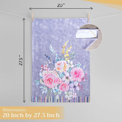 Maison d'Hermine Cotton Dish Towels Absorbent Kitchen Towels Sweet Rose Lavender Set of 3 Spring Summer