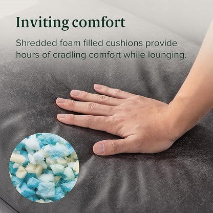 ZINUS Aidan Faux Leather Sling Accent Chair, Metal Framed Armchair with Shredded Foam Cushioning, Slate Grey