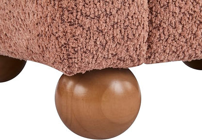 Christopher Knight Home Lindy Wingback Accent Chair, Upholstered Armchair with Rounded Wooden Legs, Curved Backrest Single Sofa, Soft Cushion Seating, Comfy Lounge Chair for Living Room, Dusty Coral