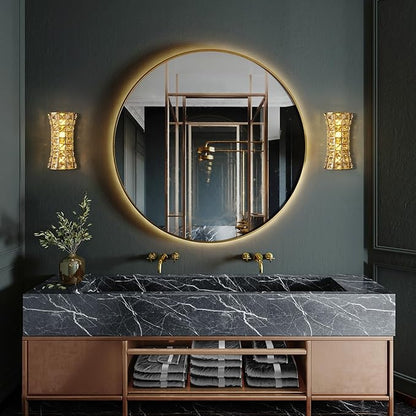 Crystal Wall Sconces,Modern Wall Light Fixtures for Living Room Bedroom Bathroom Hallway Doorway Stairway,Bedside,Tricolor Vanity Lighting Fixture