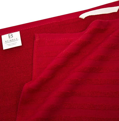 Premium Kitchen Towels 6 Pack Large Cotton Hand Towels Flat Terry Absorbent Hanging Loop Wide Stripe Red 20x28