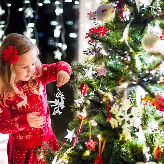 STOBOK Christmas Tree Bell Ornaments Xmas Bell Hollow Reindeer Hanging Decorations Wall Fireplace Window Hanging Christmas Party Supplies 6pcs (Silver)