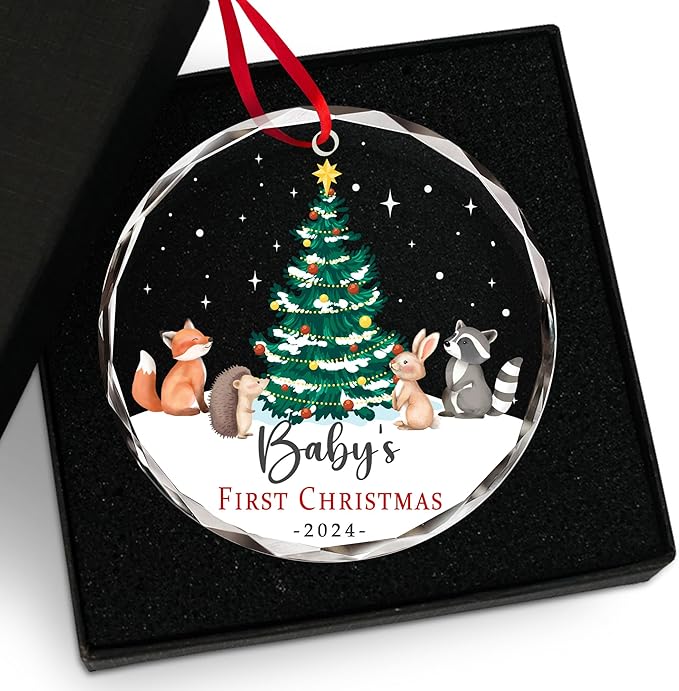 Baby's First Christmas Ornaments 2025 - Glass Ornaments for Tree Xmas Decorations - New Parents Gifts for Couples, Baby First Christmas Decorations, Mom and Dad Gifts for New Parents Couples