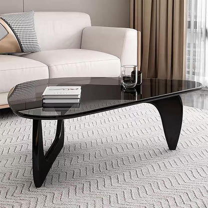 Modern Glass Coffee Table for Living Room, Black mid Century Modern Coffee Table, Sleek Coffee Tables, Suitable for Bedroom Living Room Reception Office Tables（Black/Grey，Large）