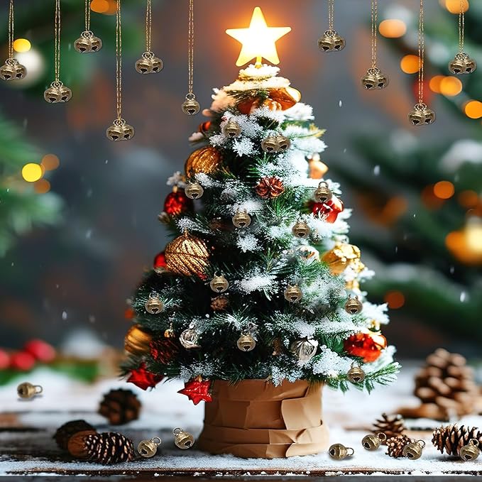 Augshy 200 Pieces Mini Jingle Bells, 1/4 Inch Vintage Alloy Bronze Color Bell Craft Bell for Christmas Home and Pet Decorations Bracelet Necklace Making Xmas Decor Party Favors Supplies