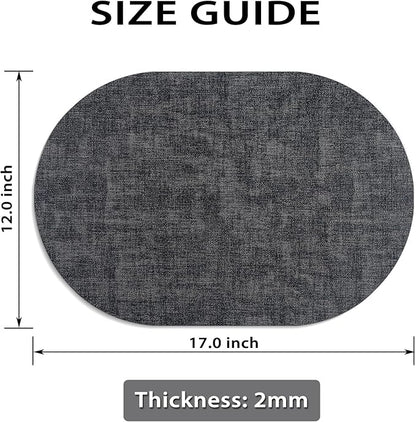Placemats for Dining Table Set of 4 Non-Slip, Heat Resistant Oval Leather Placemat Double Layer, Waterproof Table Mats Easy to Clean for Kitchen Dining Room Coffee Office Table, Charcoal