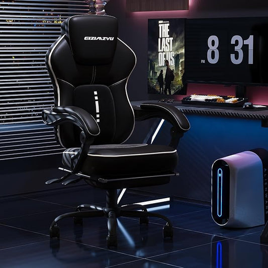 Ergonomic Office Chair with Adjustable Headrest and Footrest, High Back Desk Chair with Linkage Armrests, Reclining Swivel Chair for Home Office, Executive Office Chair (Black1)