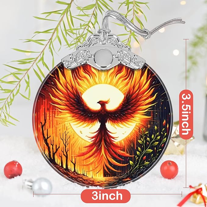 Phoenix Stained Glass Ornament, Christmas Ornaments, Christmas Tree Decorations, Phoenix Christmas Decor, Phoenix Ornaments for Christmas Tree, Holiday Presents, Gift Exchange Ideas