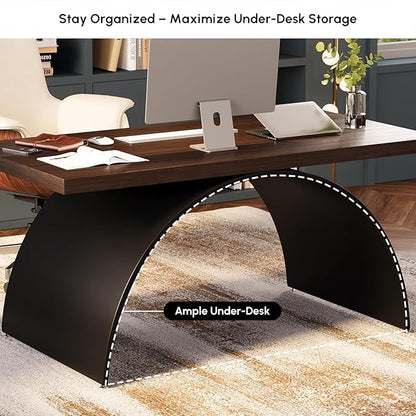 homary 63" Industrial Style Office Writing Desk, Walnut Desk Modern Computer Desk Home & Office Furniture Modern Computer Desk