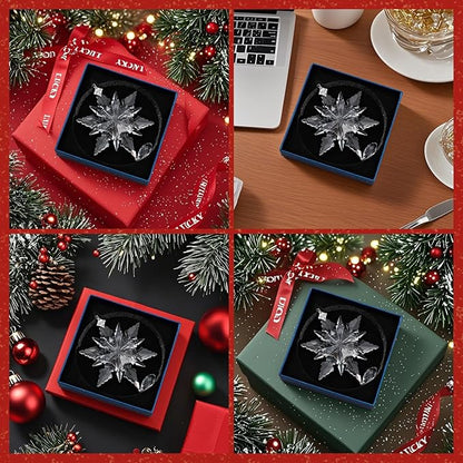 2025 Annual Christmas Ornaments Crystal Snowflake Star - Christmas Tree Ornaments Pendant Crystal Sun Catcher Home Hanging Decor(2025 White 3floors)