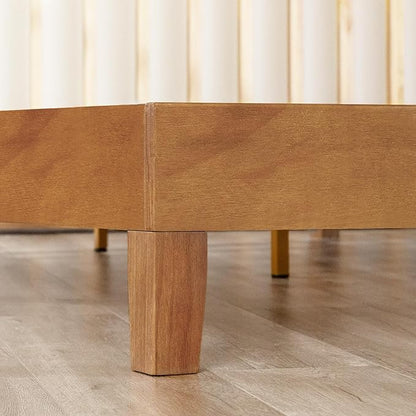 Mellow Naturalista Grand - 12 Inch Solid Wood Platform Bed with Wooden Slats - No Box Spring Needed - Queen (Natural Pine)