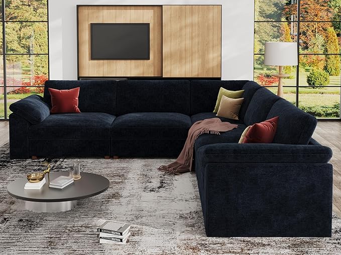 EASE MOOSE Oversized Modular Sectional Sofa, Extra Large L Shape Sectional Couch,Comfty Wide Deep seat Modular Sofa for Living Room, Removable Cover,Blue