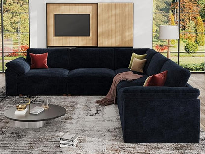 EASE MOOSE Oversized Modular Sectional Sofa, Extra Large L Shape Sectional Couch,Comfty Wide Deep seat Modular Sofa for Living Room, Removable Cover,Blue