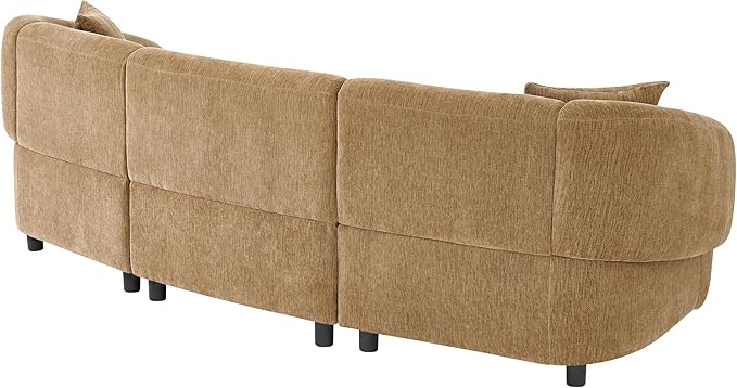 Merax 98.5" Modern 3 Seater Curved Sofa, Luxury Boucle Fabric Sofa, Minimalist Cozy Cloud Couch for Living Room, Bedroom, Apartment, Home Office, Mocha
