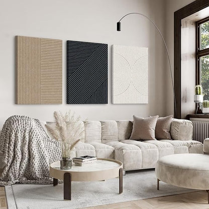 Modern Abstract Pictures Wall Art Boho Neutral Canvas Wall Art Minimalist Line Wall Decor Beige Black Brown Artwork Abstract Modern Painting Prints for Living Room Bedroom 16x24x3 Inch Wrapped Canvas