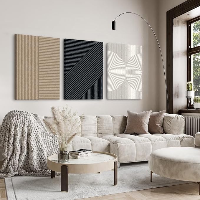 Modern Abstract Pictures Wall Art Boho Neutral Canvas Wall Art Minimalist Line Wall Decor Beige Black Brown Artwork Abstract Modern Painting Prints for Living Room Bedroom 24x36x3 Inch Wrapped Canvas