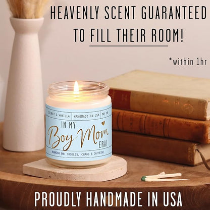 Boy Mom Gifts for Mothers Day - 'in My Boy Mom Era' Soy Candle, w/Vanilla, Coconut & Citrus I 50Hr Burn, Made in USA