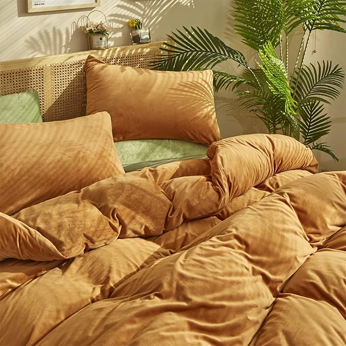 Pureant Pumpkin Comforter Set California King Burnt Orange Velvet Bedding Comforters Cal King Terracotta Aesthetic Flannel Quilts Soft Warm Caramel Plush Blanket Sherpa Luxury Shaggy Cinnamon Bed
