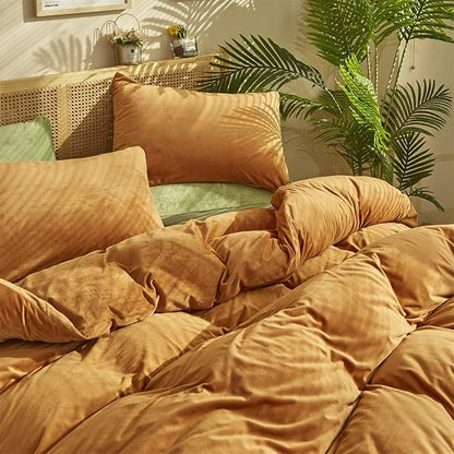 Pureant Pumpkin Comforter Set California King Burnt Orange Velvet Bedding Comforters Cal King Terracotta Aesthetic Flannel Quilts Soft Warm Caramel Plush Blanket Sherpa Luxury Shaggy Cinnamon Bed