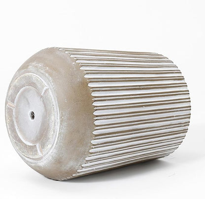 LuxenHome 16.1" H Concrete Tall Planter, Large Outdoor Indoor Plant Pot with Drainage Hole and Rubber Plug, Round Flower Pots for Plants, Handmade Modern Striped Planter Pots for Home Garden Patio