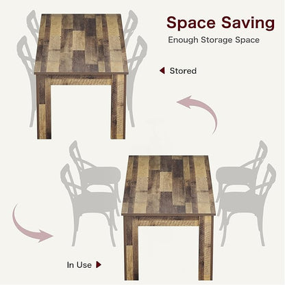 CABIHOME Dining Table for 4-6, 63" Inch Dining Tables for 4, Farmhouse Large Kitchen Dining Table, Rectangular Dining Room Table for Small Space, Wood Dinner Table for Kitchen, Apartment, Rustic Brown