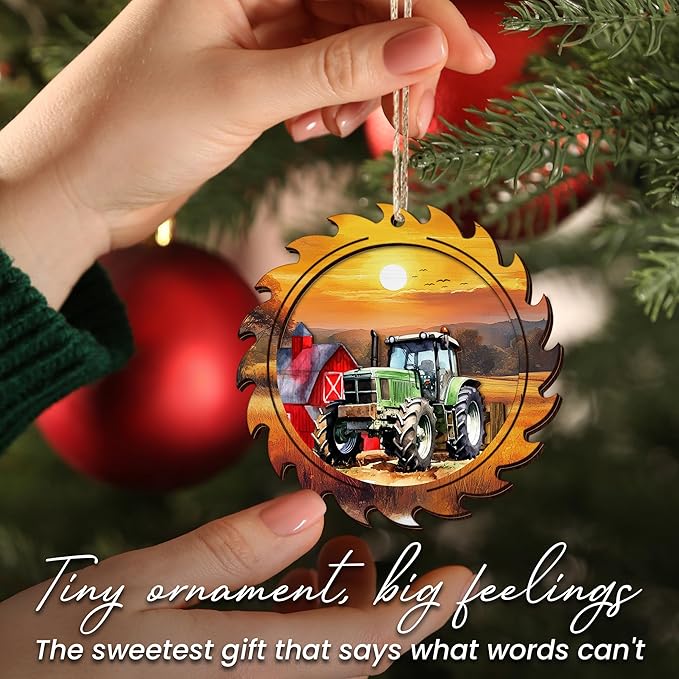 OASSIE Tractor Christmas Ornament 2025 - Wooden Rustic Farmhouse Ornaments for Tree Decoration - Tractor Ornaments Gifts for Women Men Friend, Rustic Gifts for Farmers, Farmhouse Christmas Decorations