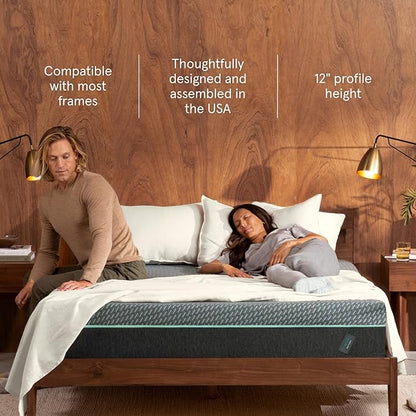 Tuft & Needle Mint Hybrid Medium Plush Queen Mattress, Cooling Diamond Infused Memory Foam, Individually-Wrapped Coils, 100 Night Trial, Fiberglass-Free, CertiPUR-US, 10-Year Limited Warranty