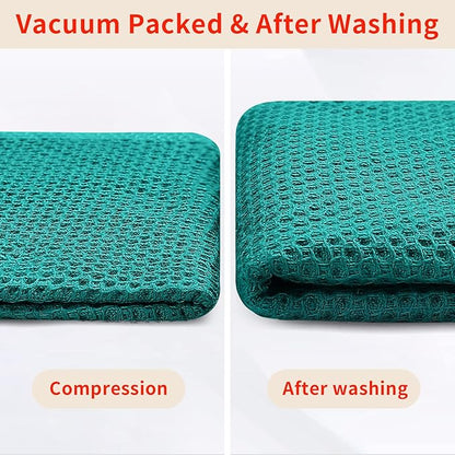 Homaxy 100% Cotton Kitchen Towels and Dishcloths Set, 12 x 12 Inches and 13 x 28 Inches, Set of 12 Bulk Kitchen Towels Set, Ultra Soft Absorbent Dish Cloths for Washing Dishes, Teal