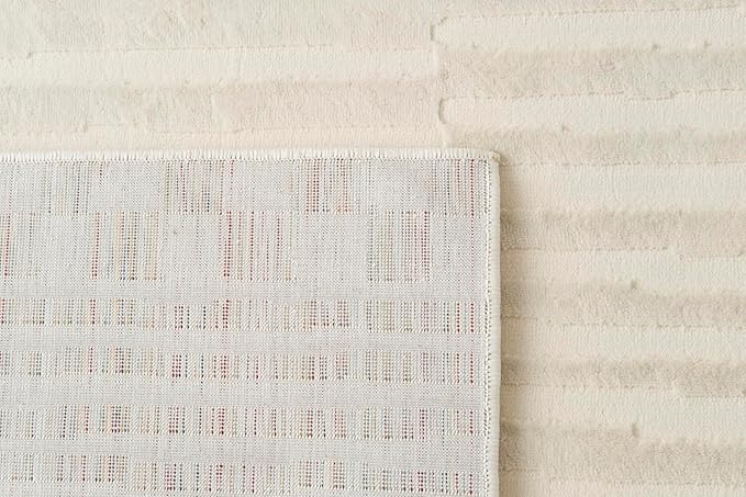 Revival Rugs Soloba 7'10"x10' Washable Area Rug for Living Room Bedroom - 100% Recycled Oeko-TEX Certified, Medium Pile, Beige, Cream