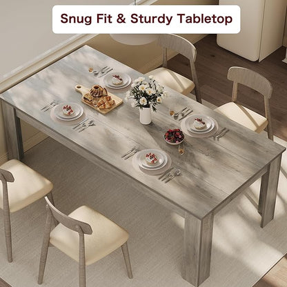 CABIHOME 71" Long Dining Table for 6-8, Large Farmhouse Rectangular Kitchen Dining Room Table, Wooden, Thick Frame & Sturdy Triangular Legs, Wood Strip Base for Dinner, Kitchen, Office, Rustic Gray