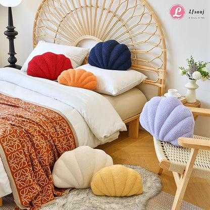 Yellow Seashell Throw Pillows, Shell Shaped Throw Pillows, 13 Inch Soft Home Decorative Pillow Plush Cushion for Bed Couch Living  Room Decor Accent Throw Pillow