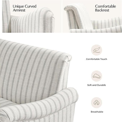 EcoHarbor Living 50.5" Mid-Century Modern Couch, Upholstered Sofa with Armrests, Stripe Mini Couches for Small Space, Living Room, Bedroom, Office, Apartment, Stripe