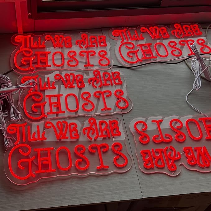 Til We Are Ghosts Neon Sign Halloween Party LED Neon Light Home Decor Gothic Backdrop Decoration Personalized Party, Anniversary Engagement Gift-Red