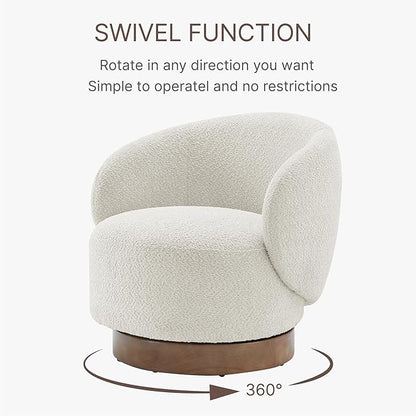 Swivel Accent Chair Round Barrel Armchair Upholstered Performance Fabric for Living Room Bedroom Reading Waitingroom,2 PCS,Cream