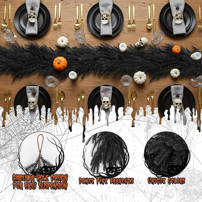 N&T NIETING 5.9FT Black Artificial Norfolk Pine Garland Real Touch Christmas Garlands Faux Garland for Table Mantle Holiday Fireplace Indoor Outdoor Christmas Halloween Decorations