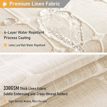 BTTN Extra Long Shower Curtain - 72x96 Inch Long Boho Chic Linen Fabric Heavy Duty Shower Curtain Set with Plastic Hooks, Tall Farmhouse Aesthetic Cute Tassel Shower Curtains for Bathroom, Cream/Beige