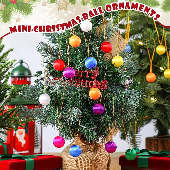 Syhood Christmas Satin Balls Christmas Silk Ball Ornaments Satin Silk Xmas Tree Hanging for Xmas Tree Decor Holiday Party Decorations(48 Pcs,Multicolor,1 Inch)
