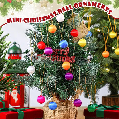 Syhood Christmas Satin Balls Christmas Silk Ball Ornaments Satin Silk Xmas Tree Hanging for Xmas Tree Decor Holiday Party Decorations(48 Pcs,Multicolor,1 Inch)