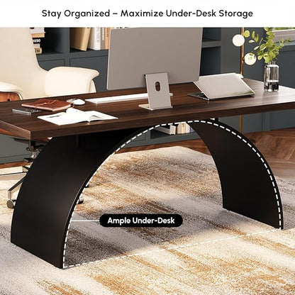 homary 70.9" Industrial Style Desk, Office Writing Desk Walnut Desk Modern Computer Desk Home & Office Furniture Modern Computer Desk