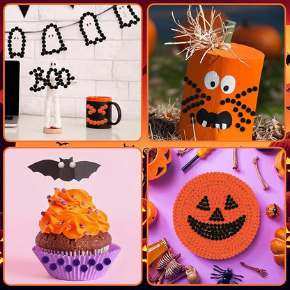 SEPGLITTER Halloween Pom Poms Balls, 1000Pcs 1 cm/0.4 inch Color Black Orange Purple White Pom Poms for Fall Halloween Party Crafts Making DIY Holiday Decorations Supplies