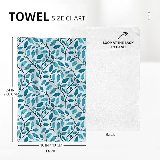 Green Leaves Kitchen Dish Towels Set of 2 Decorative Absorbent Tea Towels 15.7x27.5 Botanic Pattern