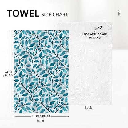 Green Leaves Kitchen Dish Towels Set of 2 Decorative Absorbent Tea Towels 15.7x27.5 Botanic Pattern